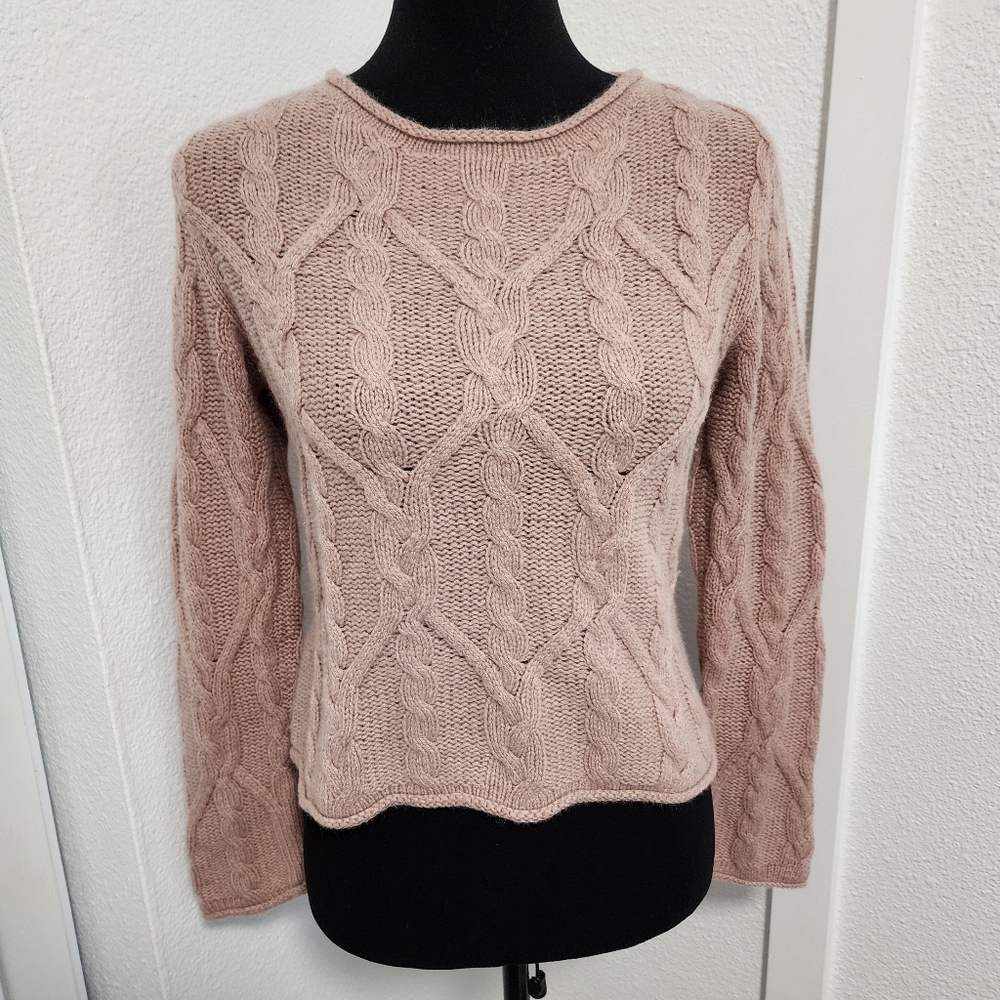 J. Jill 100% Cashmere Dusty Pink Cable Knit Sweater